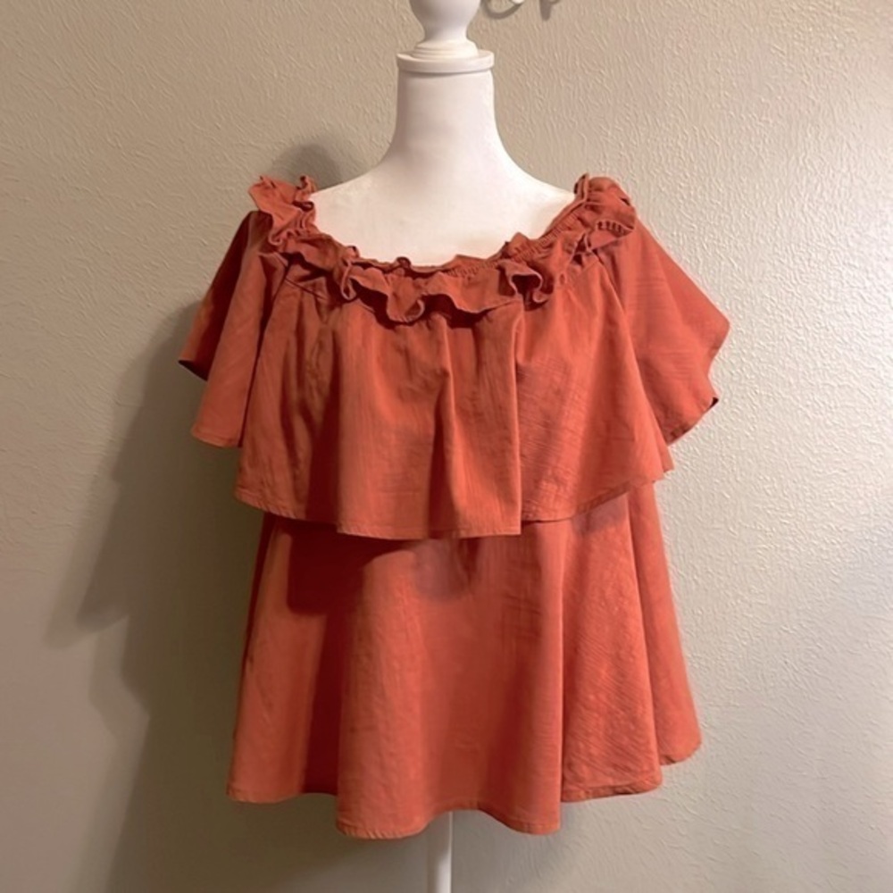 Beach Lunch Lounge Ruffled Top SZ Large